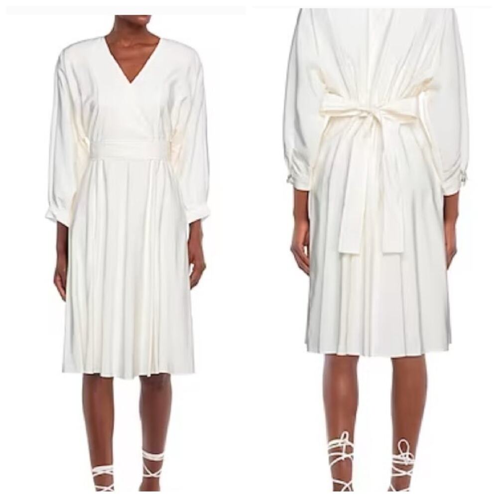 Bash Ba&sh Cauka Tie Waist Dress Women Small Pleated Sleeve Buckle Belt NWT
